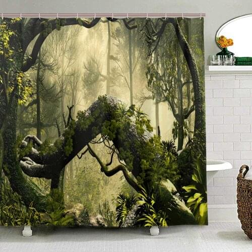 Forest Landscape With A Dense And Cloudy Atmosphere Shower Curtain Waterproof Curtain for Bathroom Polyester Fabric Bath Curtain