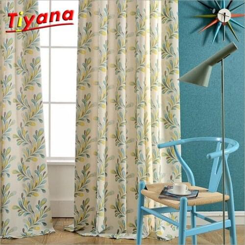 Yellow Leaf Pattern Blackout Curtains for Bedroom Polyester Cotton Comfortable Curtains Set for the Living Room W-HM290B *30