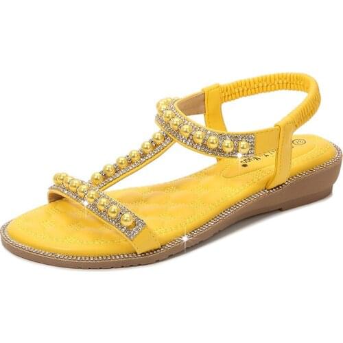 2021 style gladiator Flats sandals women summer new arrival Comfortable Bohemia beaded Roman Beach shoes