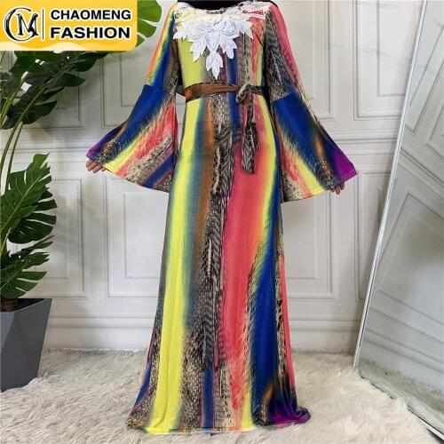 New Fashion Print Floral Long Sleeve Plus Size Hijab Dress Muslim For Women Turkey Islamic Clothing Jilbab Robe Abaya Dubai Arab