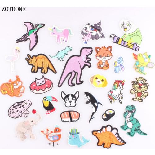ZOTOONE 1pcs Small Animal Patch Dog Dinosaur Jurassic Park Patches Embroidery Iron on Patch Supplies Sewing Badge DIY Clothing C