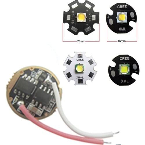 1pcs Original CREE 10W XM-L L2 / T6 LED Flashlight Part White 6500K Warm 3000k With 20mm Star Base + 16mm 5-Mode 3.7V Driver