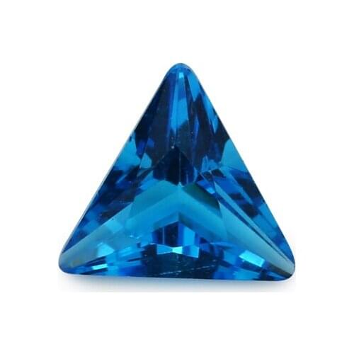 100pcs 3x3~10x10mm Triangle Shape Loose Stone Dark Seablue Color Glass Synthetic Gems For Jewelry DIY Stone