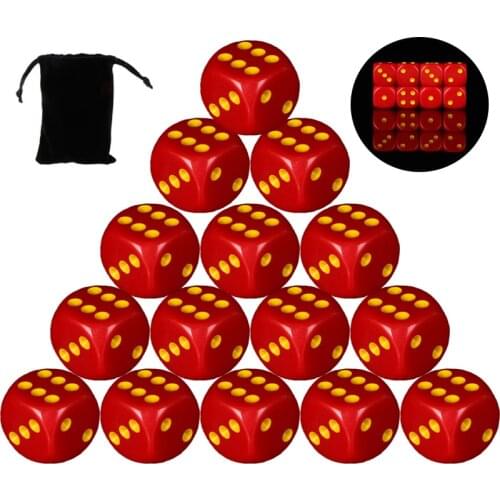 100pcs/set 16mm Dice Set Acrylic Polyhedral Dice 6-Sided Round Corner Digital Teaching Club Party Family Playing Table Game Dice