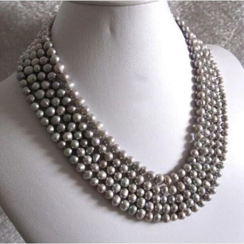 7mm gray real pearl 80cm 200cm 30'' 78'' necklace natural Freshwater PEARL Women Jewelry 35cm 43cm 15'' 17