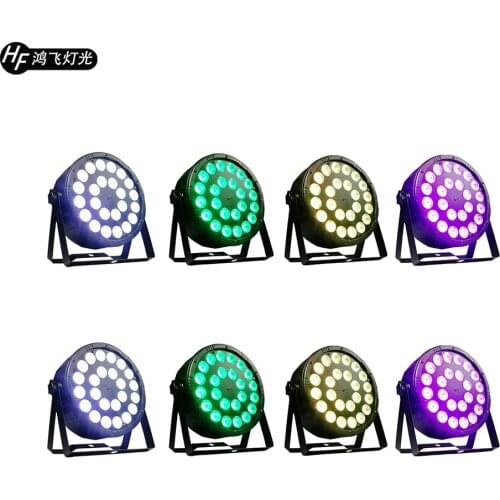 8 Pieces / 24x12w RGBW 4-in-1 Led Par Lights Full Color Led Flat Par Light DMX512 Dj Wash Lamp