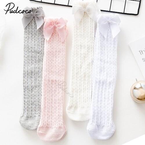 1-10Years Baby Girls Velvet Mesh Legging Warmers Bowknot Solid Stockings Waving Surround Breathable Stockings