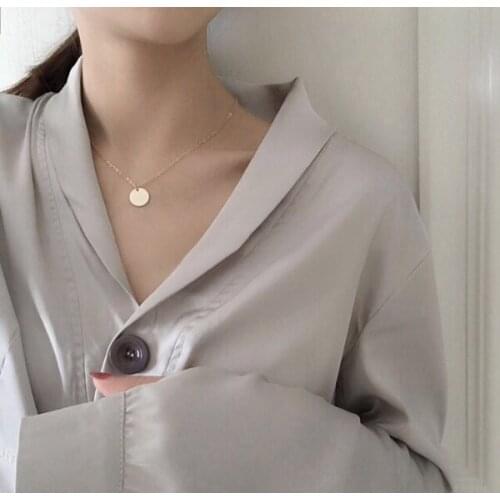 The More Simple The More Good-looking Small Circle Piece Very Fine Chain Temperament Fund Clavicle Minimalist Chain Necklace