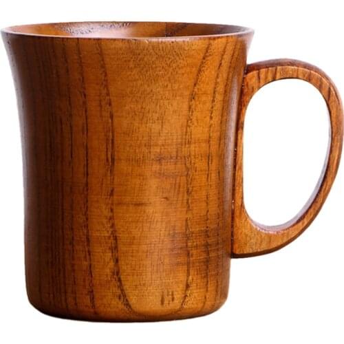 Wooden Mug Beer Cup Handmade Tea Cup Groomsmen Wedding Favor Brown 10cm