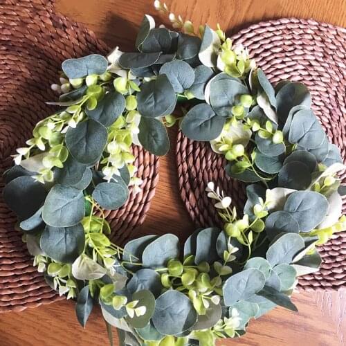 Eucalyptus wreath Artificial plants Door Decoration Wedding party supplies Home Decor Festival Flower Garland Anniversary