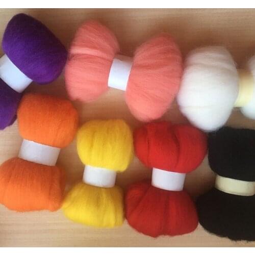 WFPFBEC Queensland sheep wool felt fiber DIY home handmade wool felt poke fun 10g/7pcs/lot 70g+gift free shipping