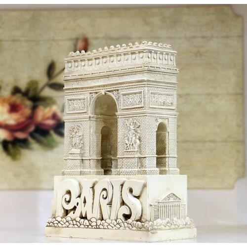 French Landmark Triumphal Arch Ornament Crafts Statue European Building Resin Model Figurine France Architecture Sculpture Home