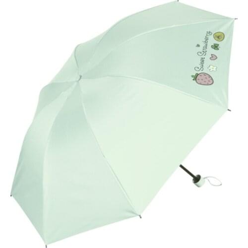 Ins Cute Chillren Sunny And Riany 3 Floding Blackcoating Yellow White Pink Strawberry Umbrella