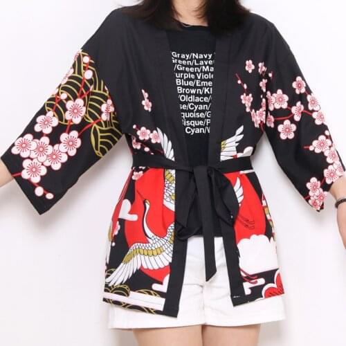 Kimonos With Belt Woman 2020 Japanese Kimono Cardigan Cosplay Shirt Blouse Neutral Man Japanese Yukata Female Summer BeachKimono