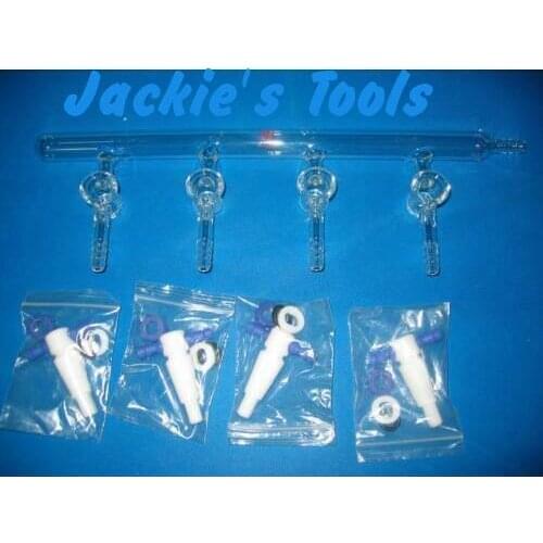 Single Bank 4-ports PTFE Valves vacuum gas distributor Glass Manifold 2mm tool parts high quality