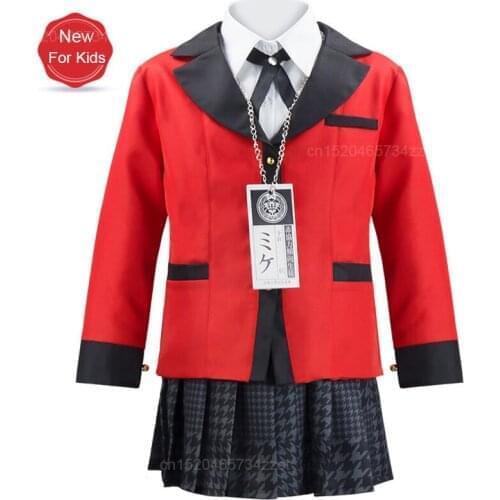 Kids Anime Kakegurui Jabami Yumeko Cosplay Costume Japanese JK Uniform Girls Halloween Party Yumeko Jabami Cosplay Costumes 6PCS