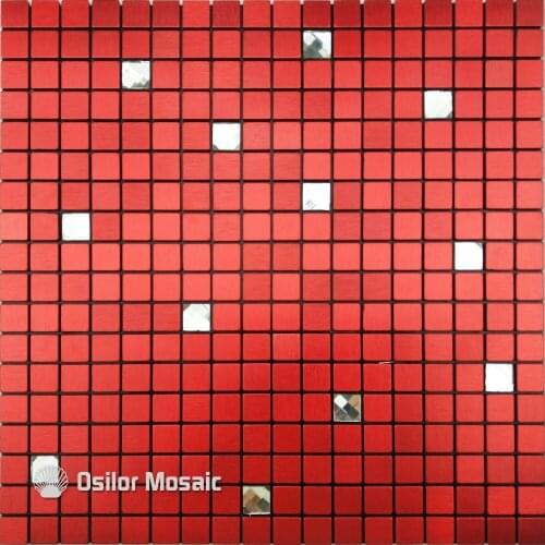 Red and white metal mosaic aluminum plastic plate mosaic tiles for kitchen backsplash decoration tiles M010