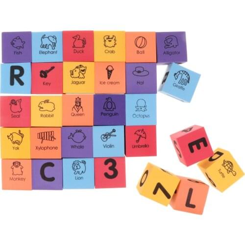 Colorful EVA Foam Number Building Blocks Toy for Kids Toddler Baby Early Animal Letter Cognition Developmental - 30 pcs