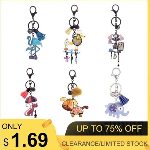 Cute Flamingo Key Chain for Women Fashion Alloy Enamel Bird Dog Pendant Keychains Kids Charm Keyring Jewelry Decoration Gifts