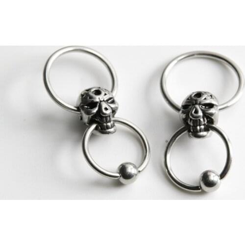 New Simple Punk Retro Style Stainless Steel Ghost Head Mens Earrings Fashion Party Mens Womens Skull Earrings Fashion Jewelry