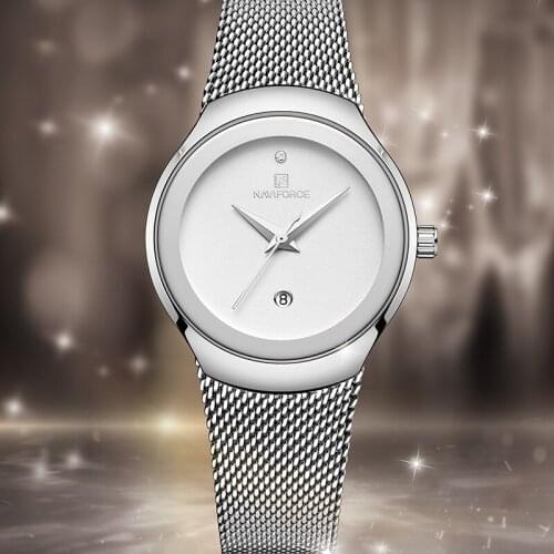 New NAVIFORCE Luxury Top Brand Watch Women Fashion Dress Quartz Watch Ladies Full Steel Mesh Waterproof Watches Relogio Feminino
