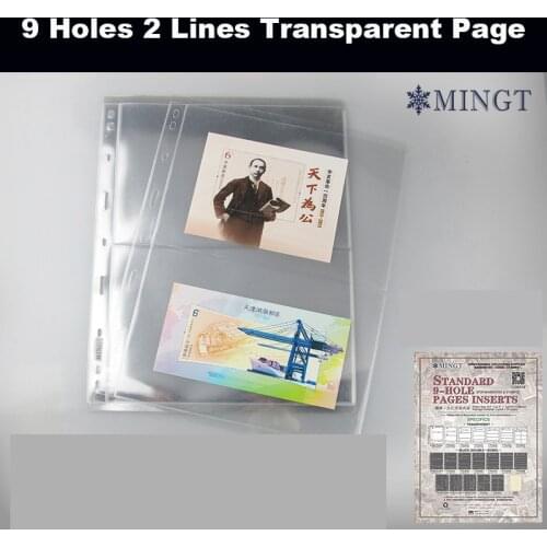 9 Holes 2 Line Pockets One Page Transparent Inside Album Page Collection Book Collection AB-0018