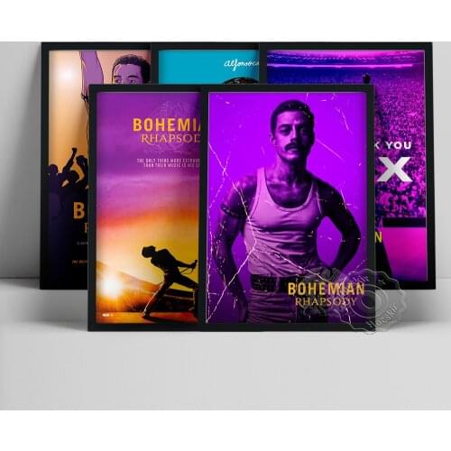 Queen Band Freddie Mercury Art Prints, Bohemian Rhapsody Movie Poster, Rock Band Fans Collect Gift, Bar Pub Club Wall Stickers