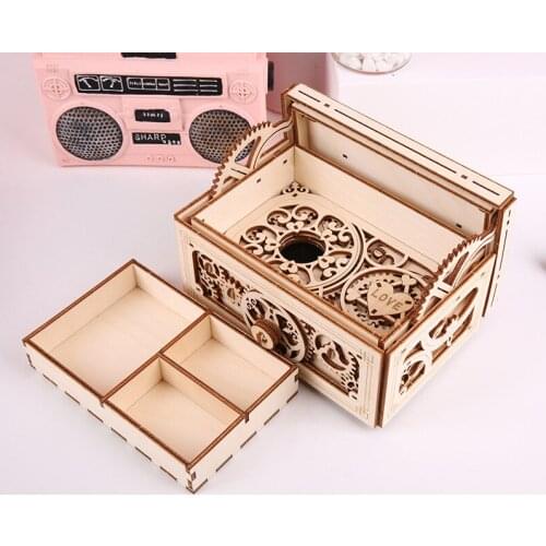 Romance Wooden Music Box DIY Three-dimensional Puzzle Creative Organ Valentines Day birthday gift for Beautiful Girls