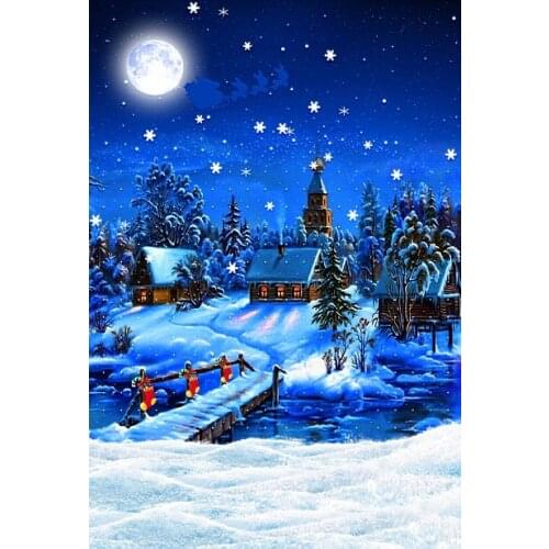 VinylBDS 5X7FT Fundo Christmas Studio Backdrop Night Moon3D Baby Photography Backdrop Background
