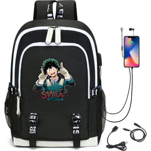 Smile Cute Deku Backpack Anime Cosplay My Hero Academia Schoolbags Shoulderbags Large Capacity Laptop Bags 2021 Travelbags