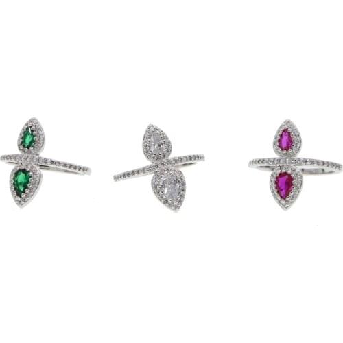 Silver color Copper Rings For Women Fashion Cubic Zirconia Princess Rings Wedding Engagement 2018 Bijoux Ring Jewelry