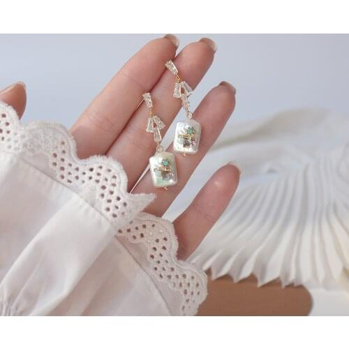 14k Real Gold Fashion Jewelry Zircon Long Baroque Freshwater Pearls Handmade Crystal Luxury Earrings for Woman Holiday Earring