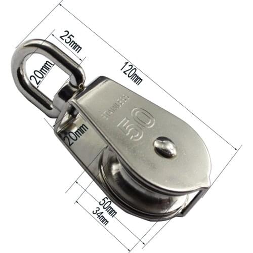 Stainless Steel M50 M32 Pulley Steel Wire Pulley Single Wheel Swivel Lifting Rope Pulley Block For Wire Rope Sheave