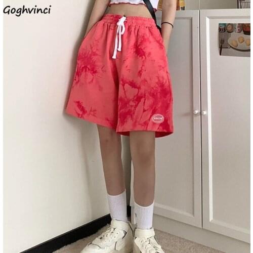 Shorts Women Couple Summer Hot Sale Tie Dye High Waist Drawstring Loose Streetwear Harajuku Unisex All-match Fashion Chic Teens