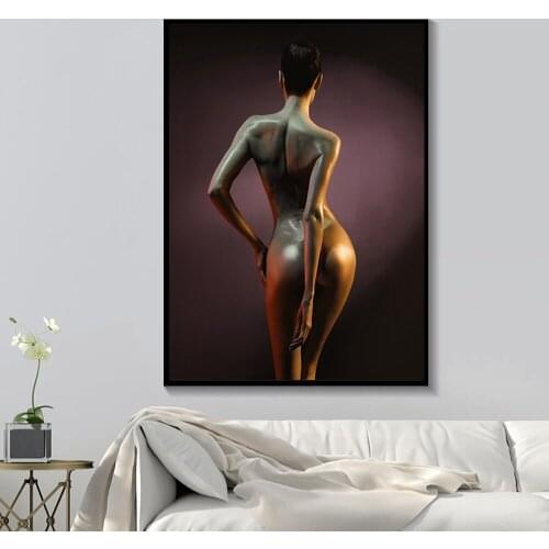 Nordic Minimalist Fashion Pretty Sexy Shoulder Woman Backless Canvas Painting Art Print Poster Wall Modern Home Wall Decoration
