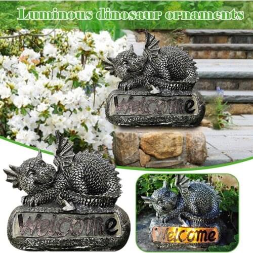 Garden Courtyard Solar Energy Luminous Dinosaur Sleeping Outdoor LED Lamp Decoration Resin Dinosaur Yard Art Decor