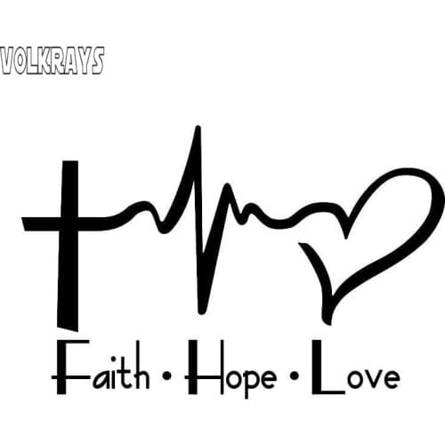 Volkrays Personality Car Sticker Faith Hope Love Accessories Reflective Waterproof Sunscreen Vinyl Decal Black/Silver,8cm*14cm