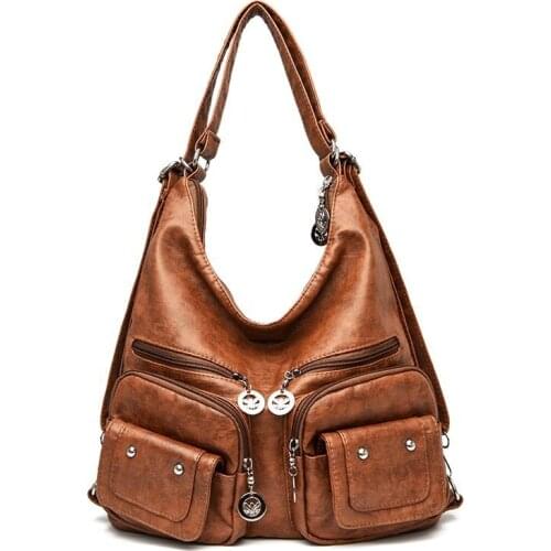 Restore ancient ways womens single shoulder bag soft leather womens portable oblique bag, leisure female bag new black