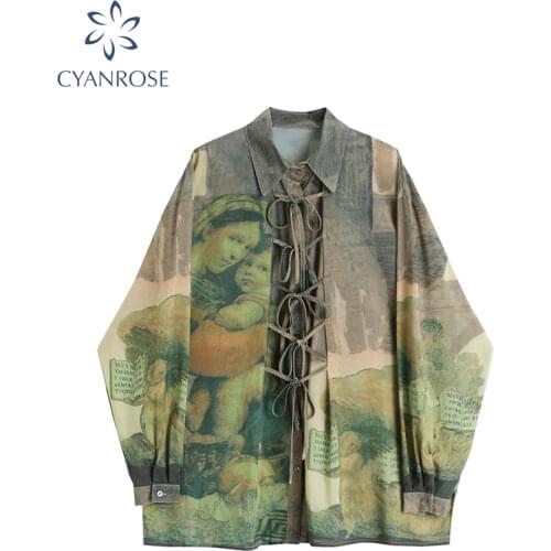 Print Vintage Blouse Woman Turn Down Collar 2020 Autumn Fashion casual smock blouse Loose long sleeve Lady Tops Blusa Feminina