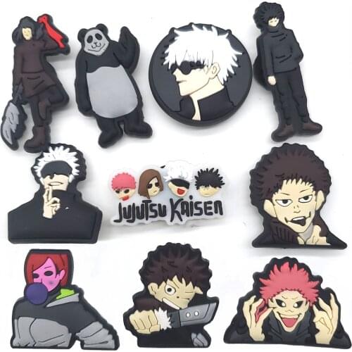 1pc Cartoon Anime Jujutsu Kaisen Shoe Charms Decoration For Garden Sandals Shoes Croc JIBZ PVC Accessories Buckles For Xmas Gift