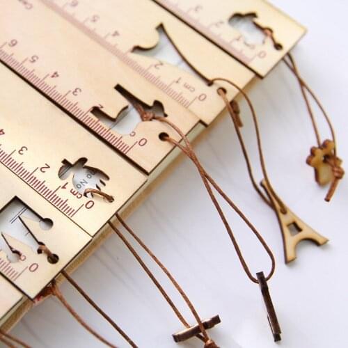 1 Pcs Retro Hollow Design Wooden Rulers Animal Flower Students Straight Ruler School Stationery Supplies