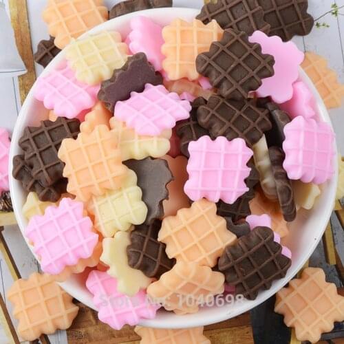 10pcs/lot resin simulation Plaid cookies 20mm kawaii cabochons crafts DIY home wedding decorations