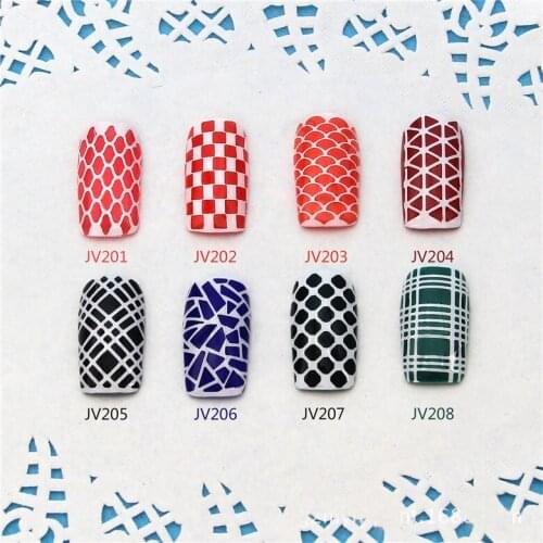 2PCS JV201-220W Nail Art Cute White Stencil Sticker Nail Art Sticker Nail Art Template Sticker 18*10MM