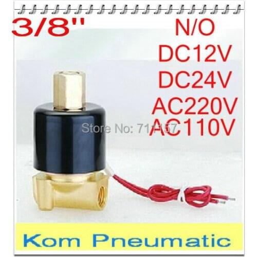 3/8" Normally Open N/O Electric Solenoid Valve 2w040-10K Gas Water Air Oil DC 12V 24V AC 110V 220V