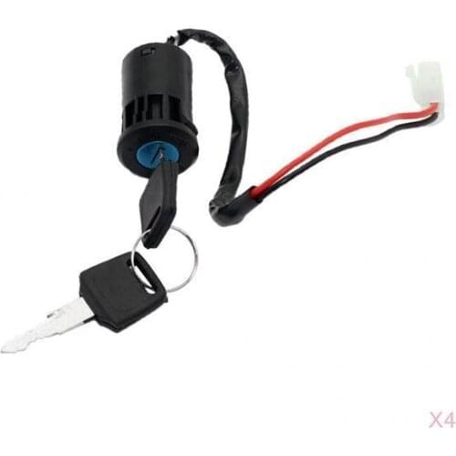 4 Piece 2 Wires Ignition Key Switch with 2 Key for Dirt Bike Motorcycle