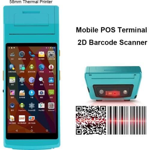 RUGLINE 5.5 inch POS Terminal PDA With Wireless Bluetooth& Wifi Android System with Thermal Printer Built-in and Barcode Scanner