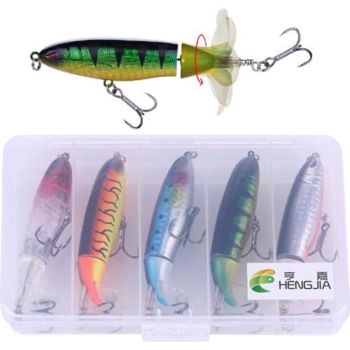 5pcs 10cm 13g Fishing Lure Kit Plastic box Crankbait Wobblers Soft Rotating Tail pesca fishing tackle Artificial Bait topwater