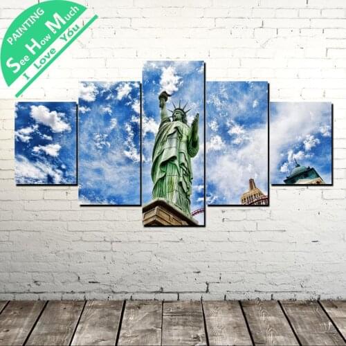 5 Piece Statue of Liberty Modern Artwork Wall Art Canvas Poster and Print Canvas Painting Decorative Picture Home Decor