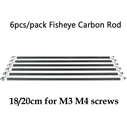6pcs/pack 20/18cm Parallel Manipulator Fisheye Carbon Rod kits for M3 M4 screws Kossel Delta 3D Printer Parts Accessories