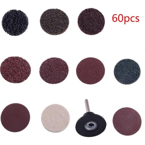 60pcs 2" 50mm Type R Roll Lock Quick Change Discs Die Grinder Sanding Pads Kit Fit For Roloc